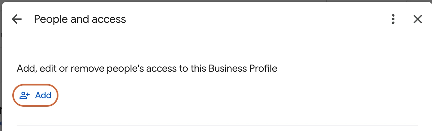 The People and access screen with the Add button highlighted